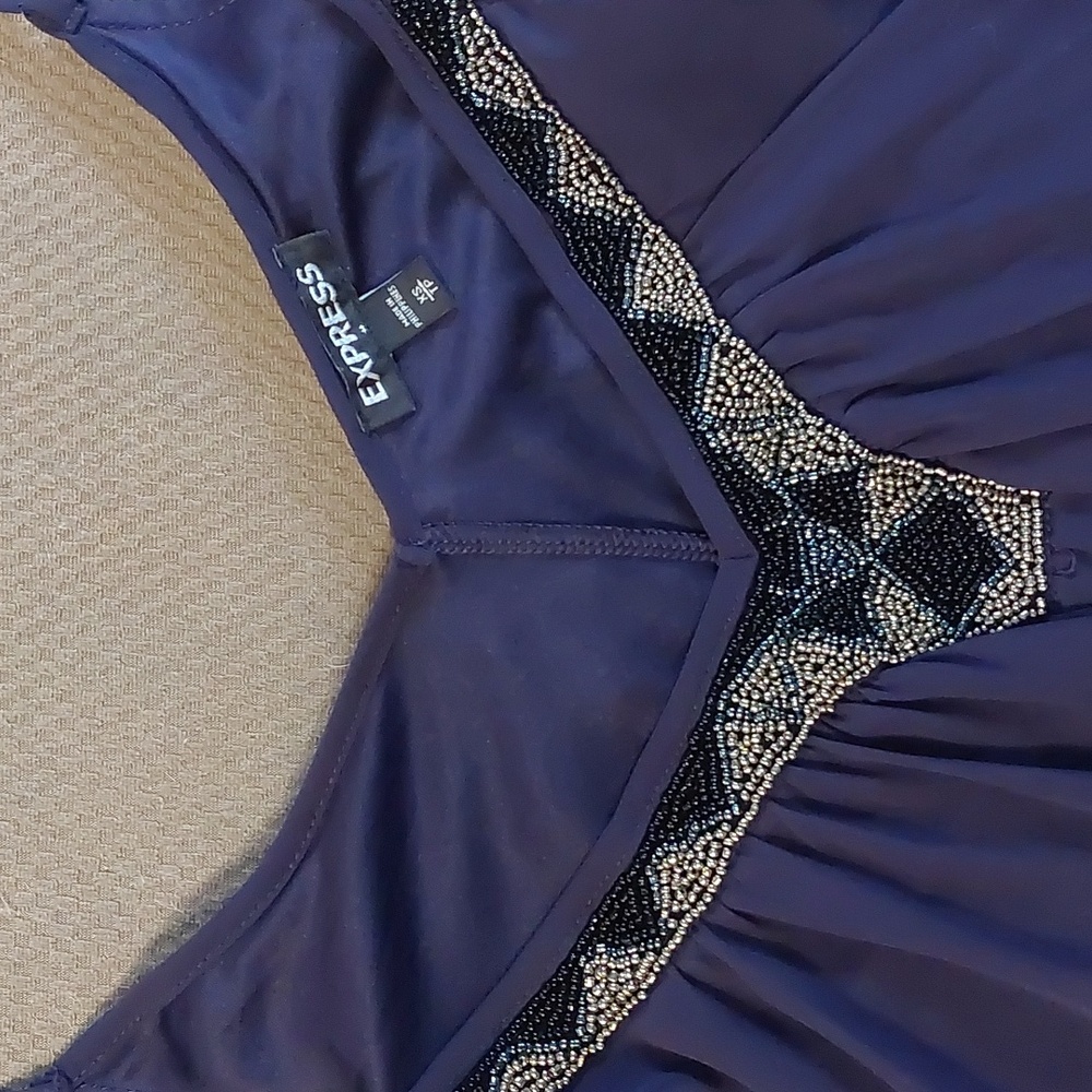 Express navy blue dress with beading size XS